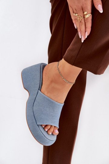  Damenhausschuhe mit einer Plattform I Koturnie Denim-Es mussterial Afisal 2