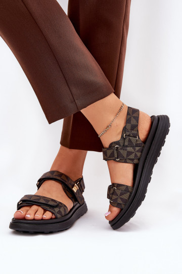 Damensandalen mit einer Plattform schZuarz und braun Leriot 2