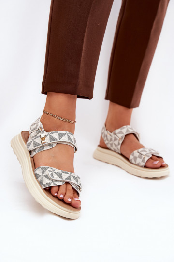 Damensandalen mit einer Plattform Beige Leriot 2