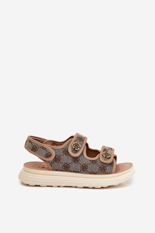 Feminin Gemustert  Sandalen Ze goldene Farbemi Detalami Khaki-Farbe Pefese