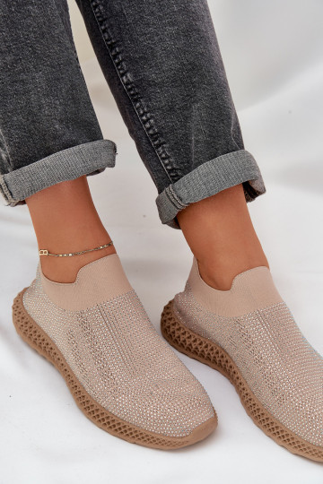 Slipper Sportlich für Damen mit Dekoration D&A TIN121 in Sandfarbe