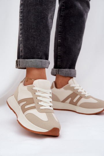 Turnschuhe Feminin mit einer Plattform Beige Emidi