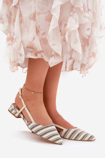 Ballerinas Feminin Ze Szpiczastymi Noskami Ermöglicht Subtilm Obcasie Beige Abroes 2