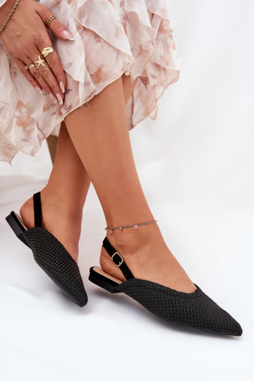 Ballerinas Mit Zopf I Szpiczastymi Noskami schZuarze Farbe Hefion