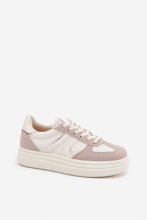 Sneakers Stilvollllschuhe Feminin mit einer Plattform Beige Lesida
