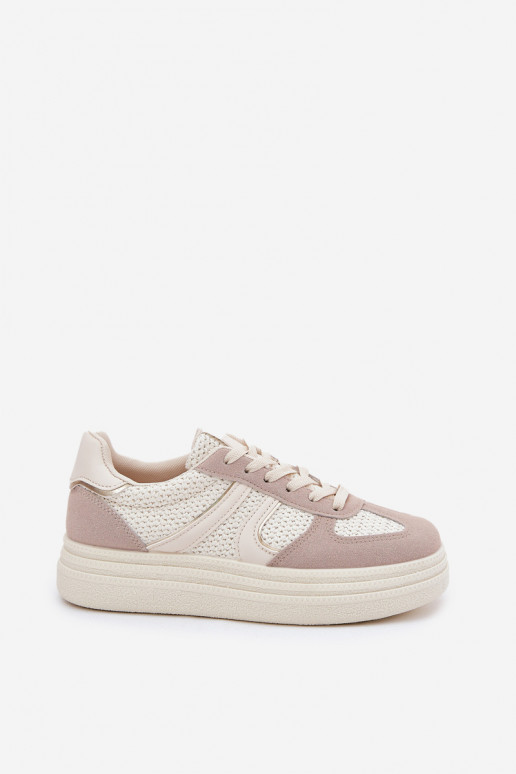 Sneakers Stilvollllschuhe Feminin mit einer Plattform Beige Lesida