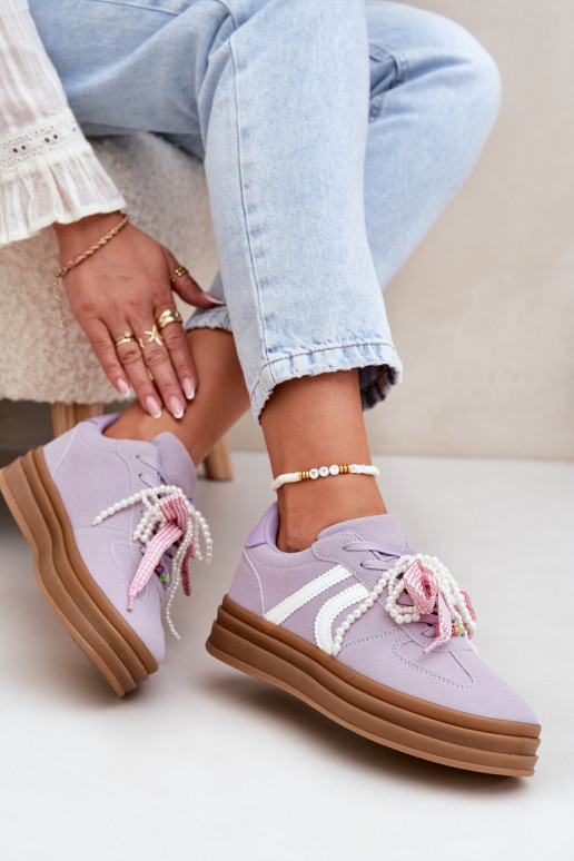 Sneakers Stilvollllschuhe Feminin mit einer Plattform mit schönen Details Violette Farbe Vinness Sneakers Stilvollllschuhe Feminin mit einer Plattform mit schönen Details Violette Farbe Vinness