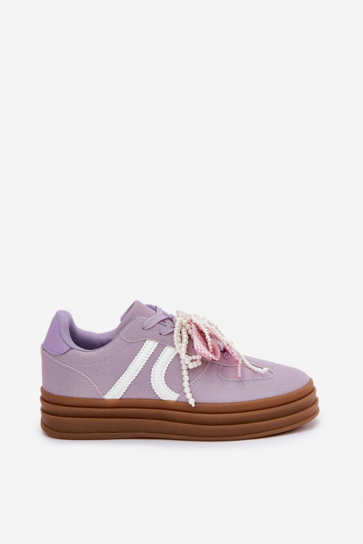 Sneakers Stilvollllschuhe Feminin mit einer Plattform mit schönen Details Violette Farbe Vinness Sneakers Stilvollllschuhe Feminin mit einer Plattform mit schönen Details Violette Farbe Vinness