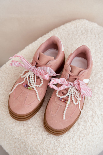 Sneakers Stilvollllschuhe Feminin mit einer Plattform mit schönen Details pinke Farbe Vinness