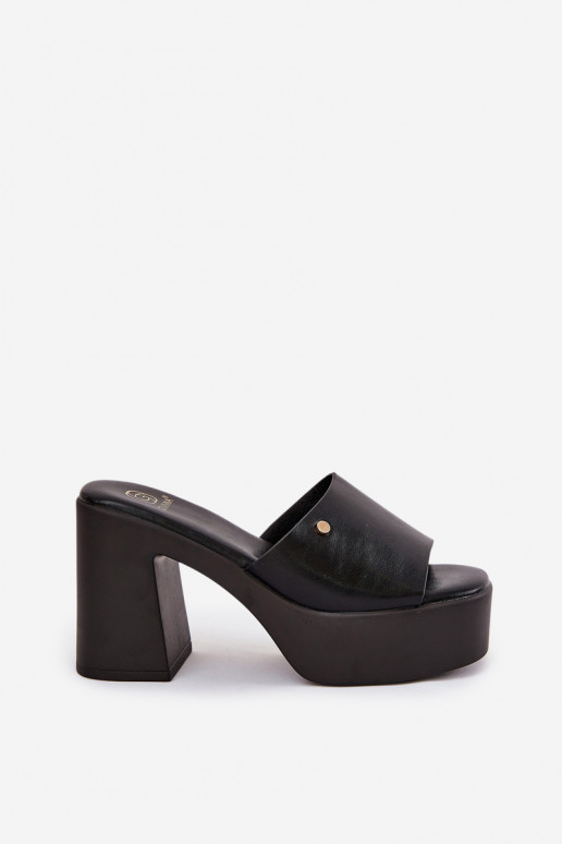 Feminin Hausschuhe aus Öko-Leder mit Absätzen und Plattform schZuarze Farbe Tamirella Feminin Hausschuhe aus Öko-Leder mit Absätzen und Plattform schZuarze Farbe Tamirella
