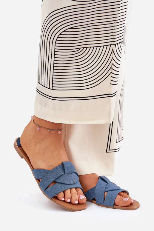 gleichschenklig Damenhausschuhe Z Przeplatającymi Się Paskami Denim-Es mussterial Selaenor gleichschenklig Damenhausschuhe Z Przeplatającymi Się Paskami Denim-Es mussterial Selaenor