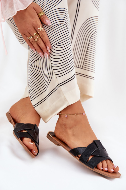 gleichschenklig Damenhausschuhe Z Przeplatającymi Się Paskami schZuarze Farbe Selaenor