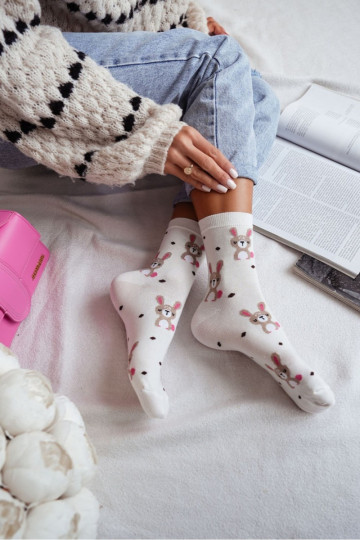 Socken Hasen i Kropki elfenbeinfarbe