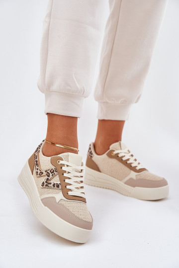 Sportliche Schuhe Damen mit Plateau im Leopardenmuster in Khaki Lorori 2