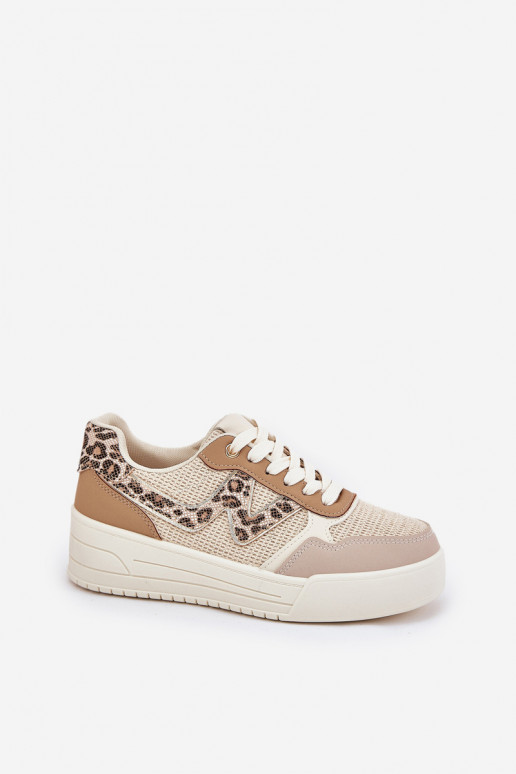 Turnschuhe Feminin mit einer Plattform mit Leopardenfellmuster Khaki-Farbe Lorori Turnschuhe Feminin mit einer Plattform mit Leopardenfellmuster Khaki-Farbe Lorori