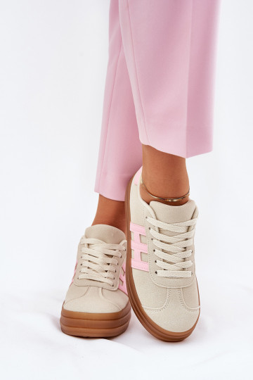 Sneakers Stilvollllschuhe Feminin mit einer Plattform Beige Syliyana 2