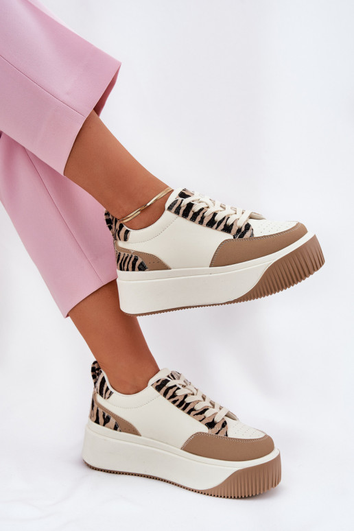 Sneakers Stilvollllschuhe Feminin mit einer Plattform Zebra Beige Tamorniel Sneakers Stilvollllschuhe Feminin mit einer Plattform Zebra Beige Tamorniel
