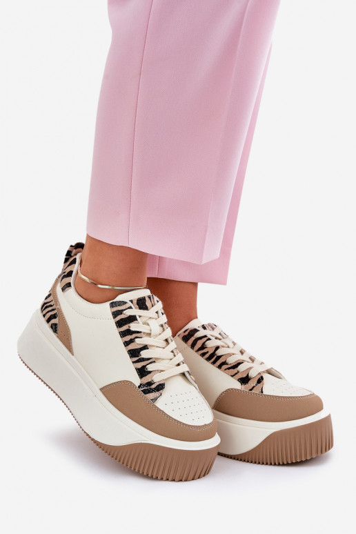 Sneakers Stilvollllschuhe Feminin mit einer Plattform Zebra Beige Tamorniel Sneakers Stilvollllschuhe Feminin mit einer Plattform Zebra Beige Tamorniel