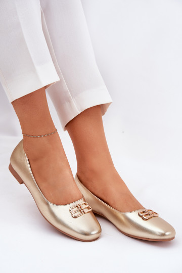 Eleganter Stil Ballerinas Feminin mit Ornamenten Vinceza 62206 goldene Farbe 2