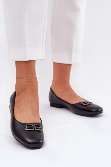 Eleganter Stil Ballerinas Feminin mit Ornamenten Vinceza 62206 schZuarze Farbe