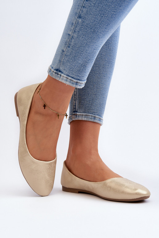 Haut Klassisches Stilvollll Ballerinas goldene Farbe Stacee