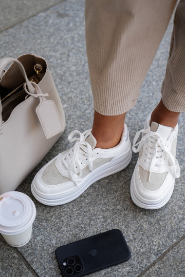 Sneaker-Stil Schuhe Damen mit Muster in weiß