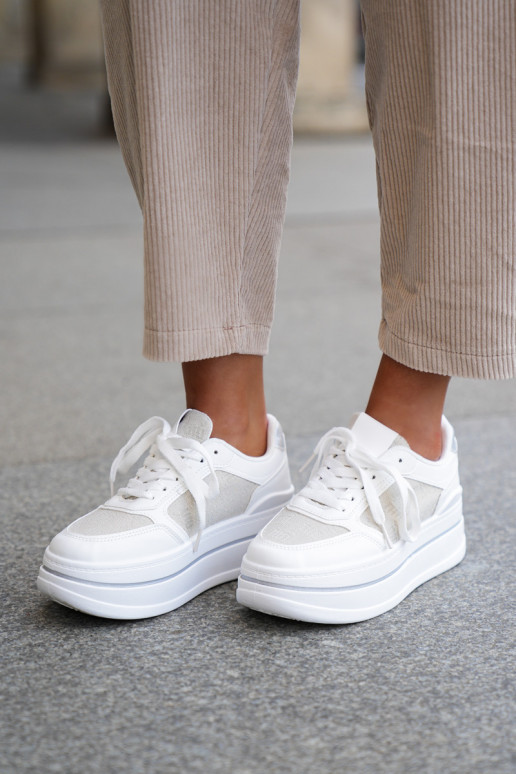 Sneaker-Stil Schuhe Damen mit Muster in weiß