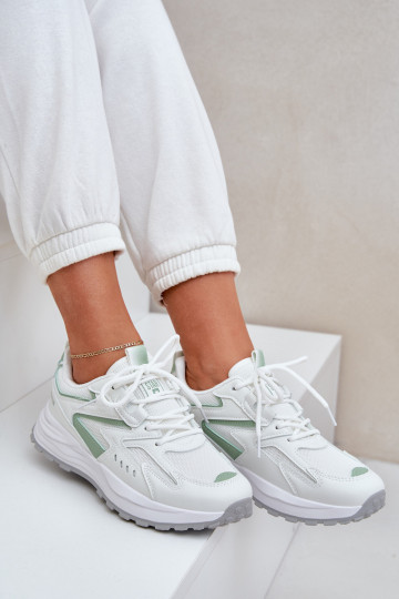 Sportliche Schuhe für Damen Big Star NN274A095 HI-POLY SYSTEM in weiß-grüner Farbe