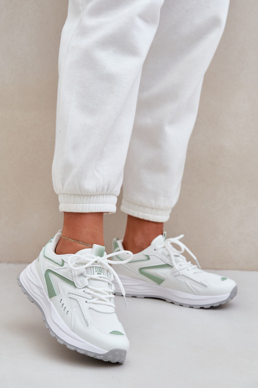 Sportliche Schuhe für Damen Big Star NN274A095 HI-POLY SYSTEM in weiß-grüner Farbe Sportliche Schuhe für Damen Big Star NN274A095 HI-POLY SYSTEM in weiß-grüner Farbe