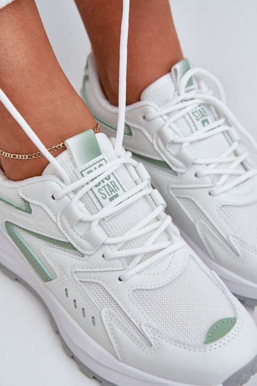Sportliche Schuhe für Damen Big Star NN274A095 HI-POLY SYSTEM in weiß-grüner Farbe Sportliche Schuhe für Damen Big Star NN274A095 HI-POLY SYSTEM in weiß-grüner Farbe