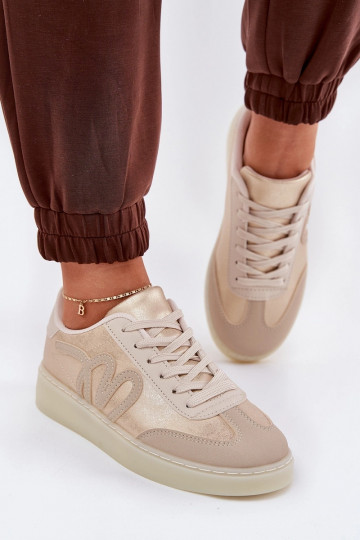 Niedrige Sneakers für Damen aus Eco-Leder in Sandfarbe von Iladira 2